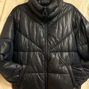 Ci Sono Shiny Navy Blue Puffer Jacket